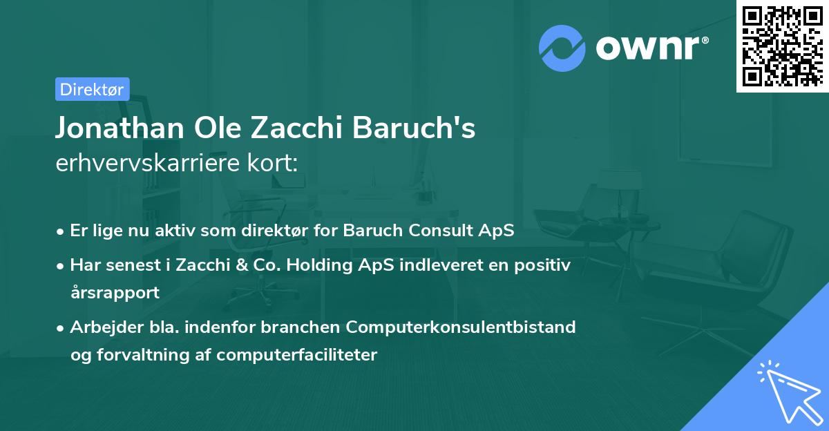 Jonathan Ole Zacchi Baruch's erhvervskarriere kort
