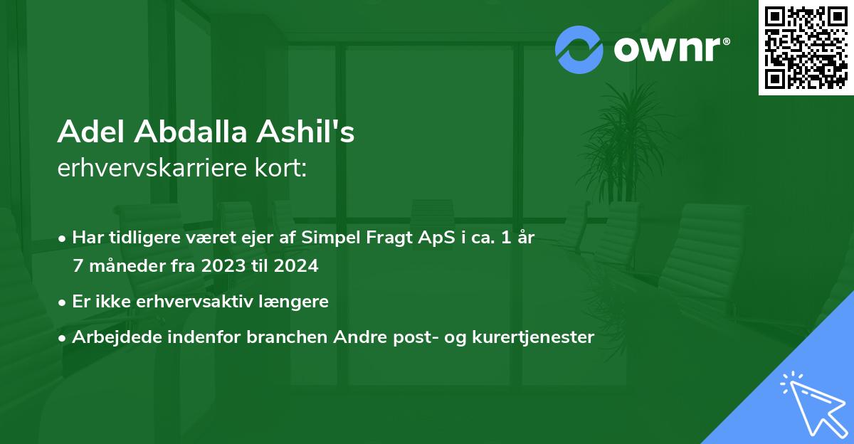 Adel Abdalla Ashil's erhvervskarriere kort