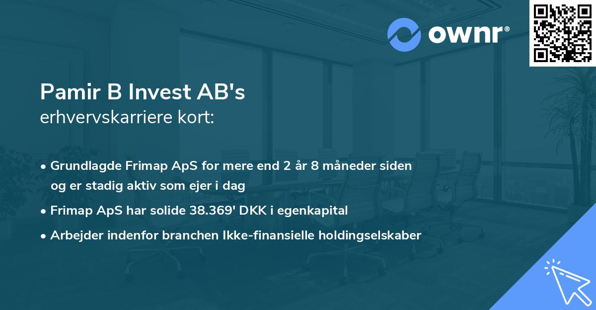 Pamir B Invest AB's erhvervskarriere kort