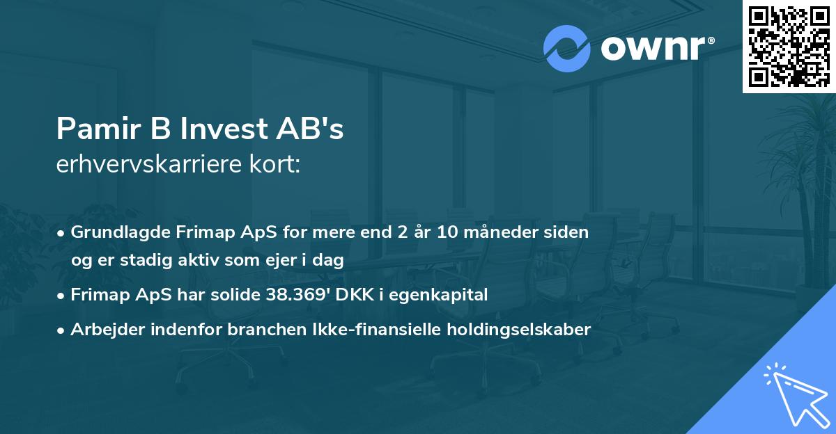 Pamir B Invest AB's erhvervskarriere kort