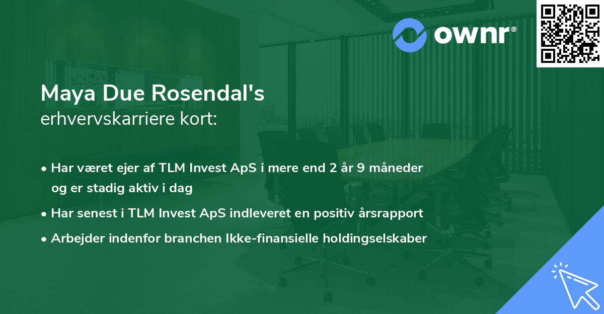 Maya Due Rosendal's erhvervskarriere kort