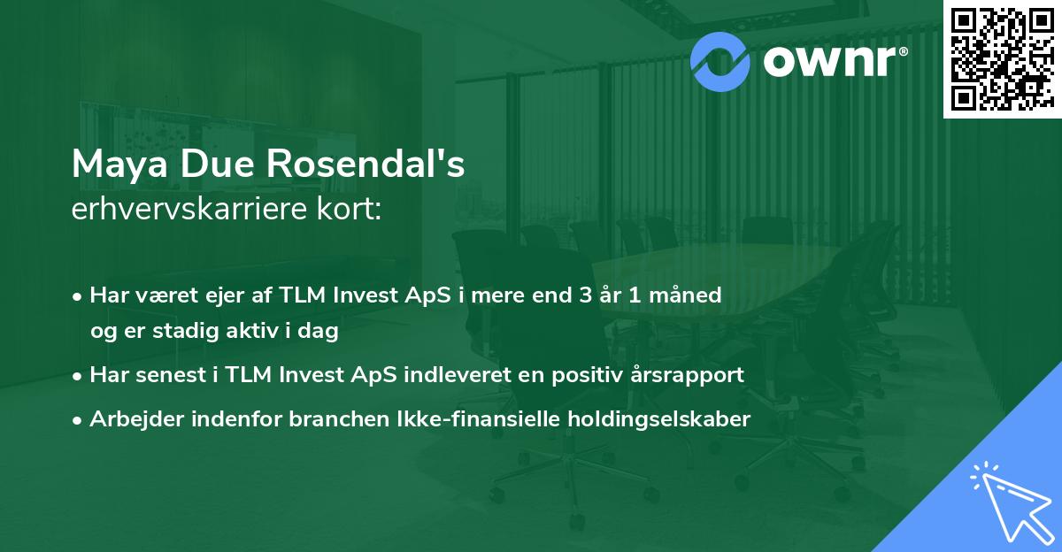 Maya Due Rosendal's erhvervskarriere kort