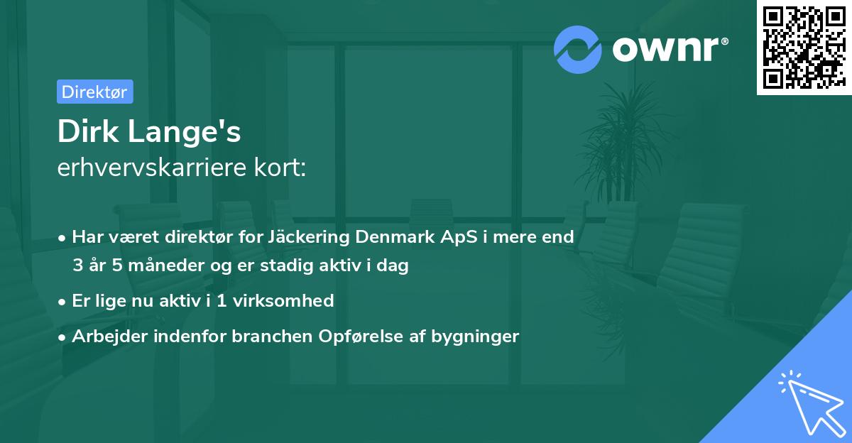 Dirk Lange's erhvervskarriere kort