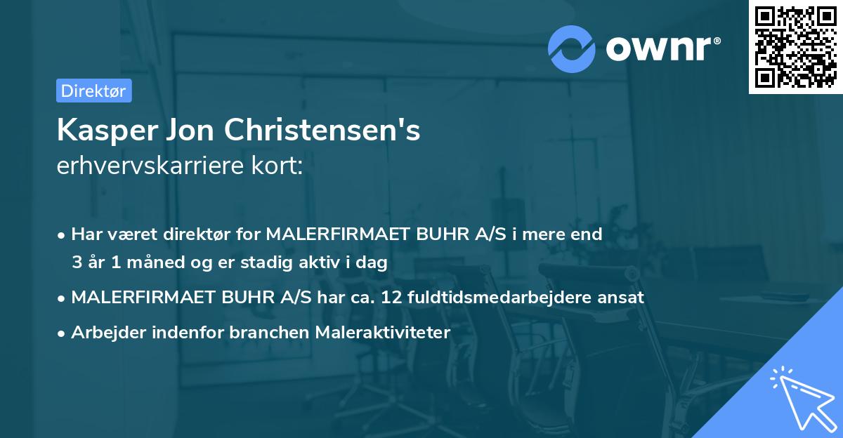 Kasper Jon Christensen's erhvervskarriere kort