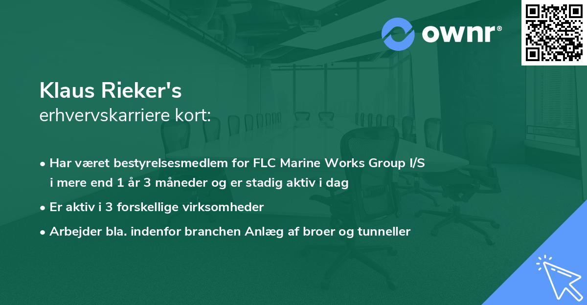 Klaus Rieker's erhvervskarriere kort