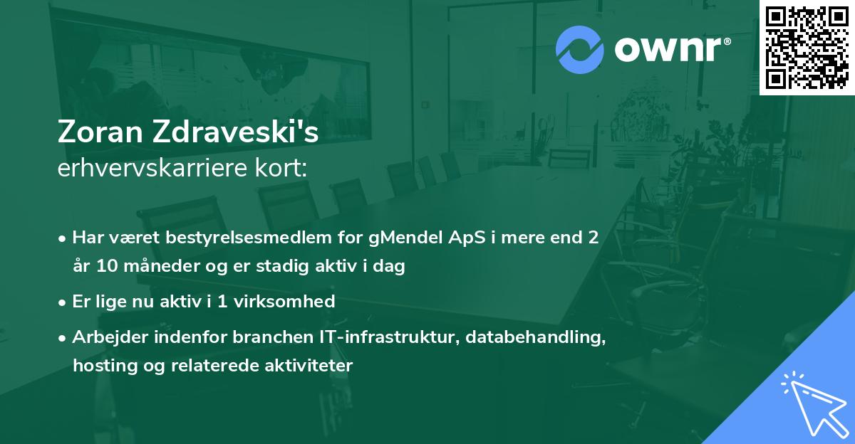 Zoran Zdraveski's erhvervskarriere kort