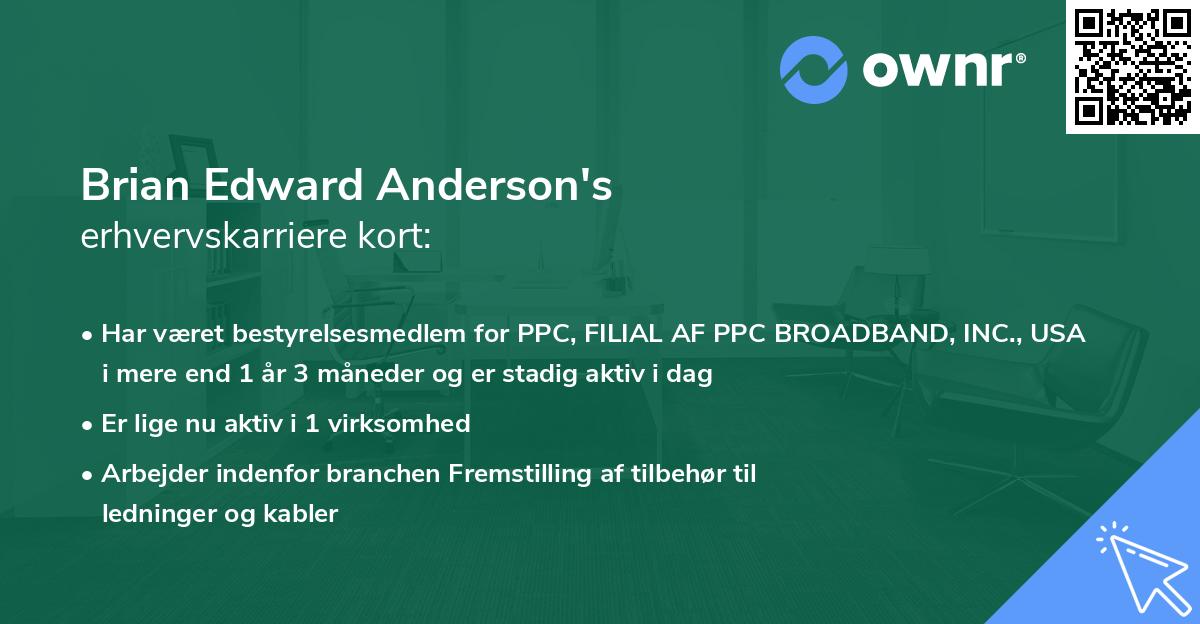 Brian Edward Anderson's erhvervskarriere kort