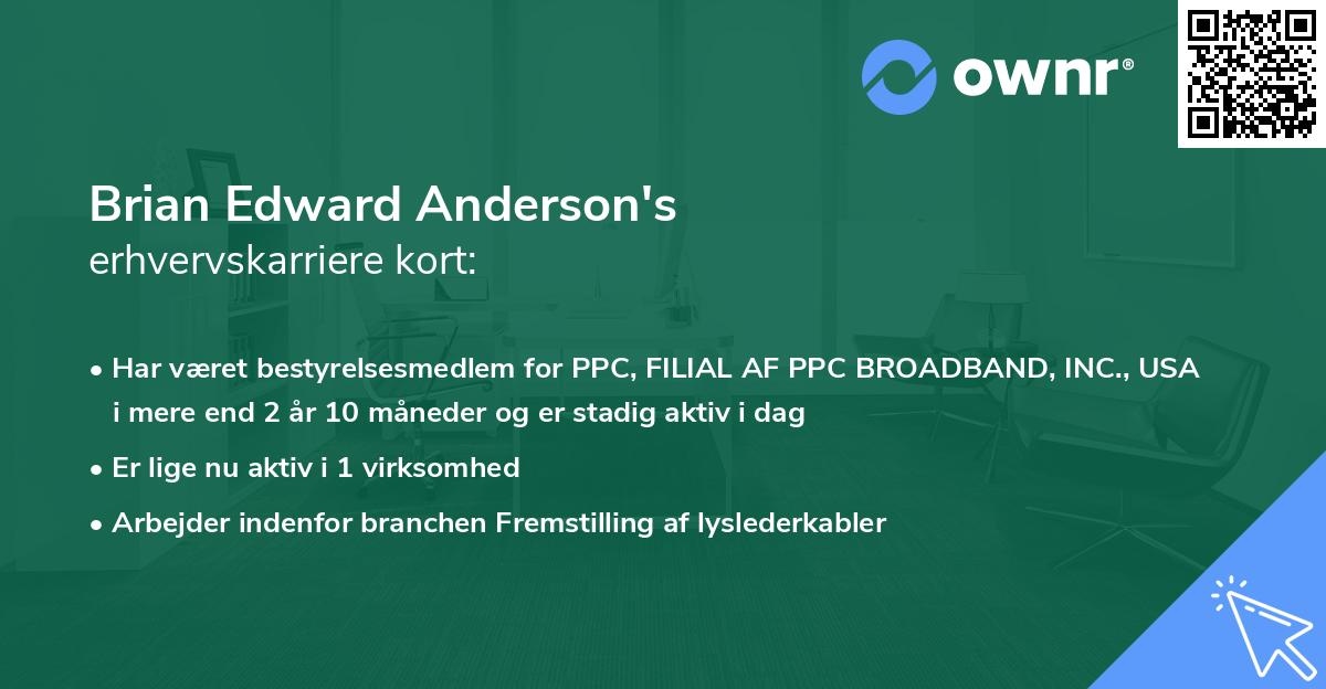 Brian Edward Anderson's erhvervskarriere kort