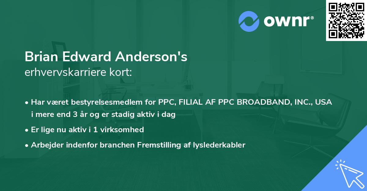 Brian Edward Anderson's erhvervskarriere kort