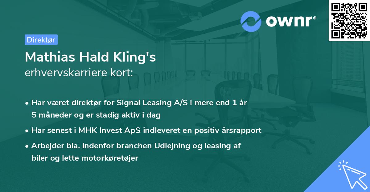 Mathias Hald Kling's erhvervskarriere kort