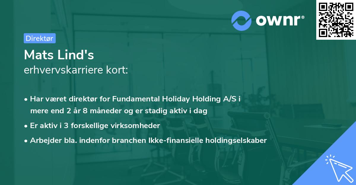 Mats Lind's erhvervskarriere kort