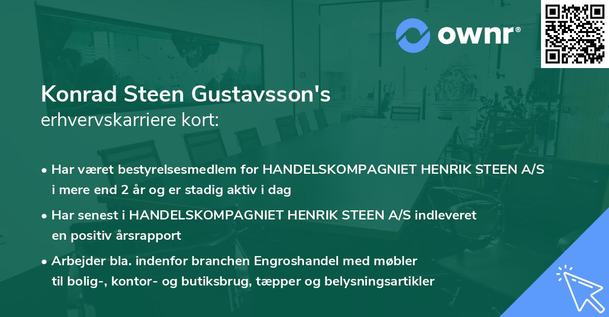 Konrad Steen Gustavsson's erhvervskarriere kort
