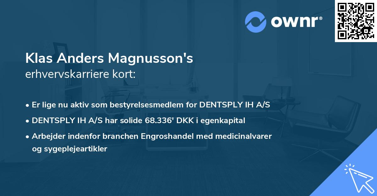 Klas Anders Magnusson's erhvervskarriere kort