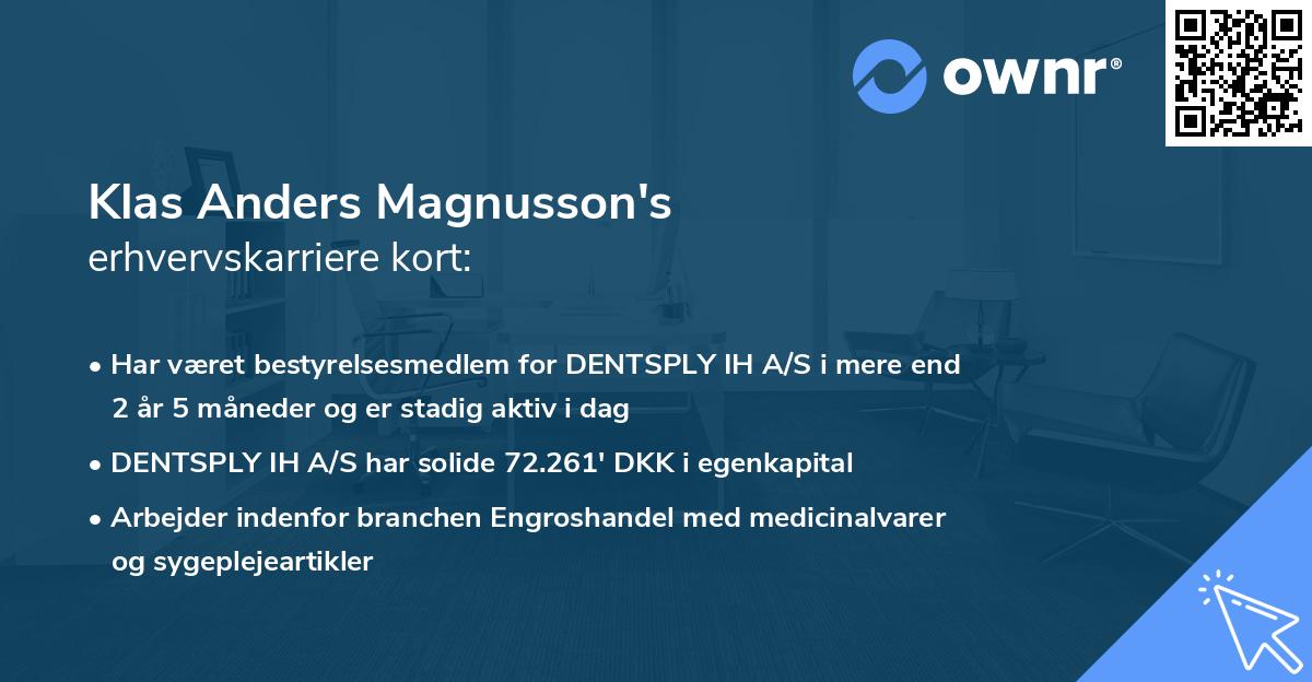 Klas Anders Magnusson's erhvervskarriere kort