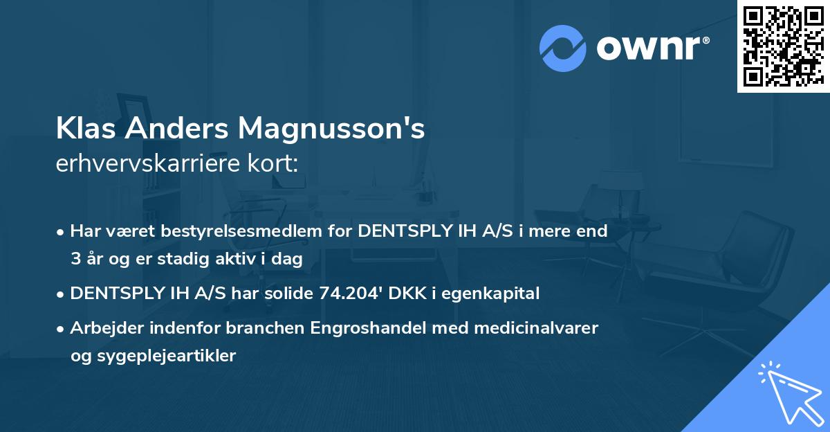 Klas Anders Magnusson's erhvervskarriere kort