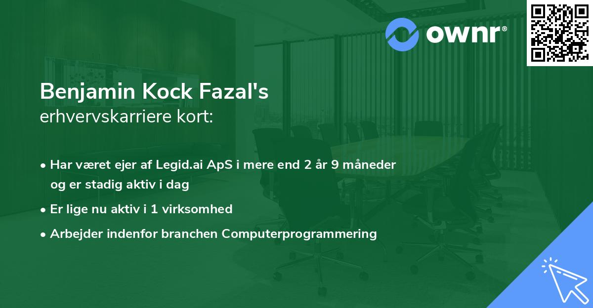 Benjamin Kock Fazal's erhvervskarriere kort