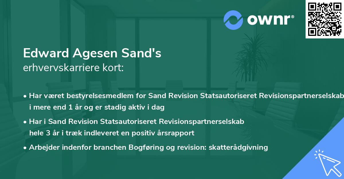 Edward Agesen Sand's erhvervskarriere kort