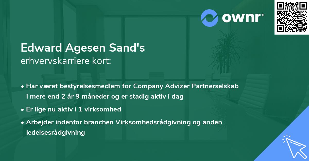 Edward Agesen Sand's erhvervskarriere kort