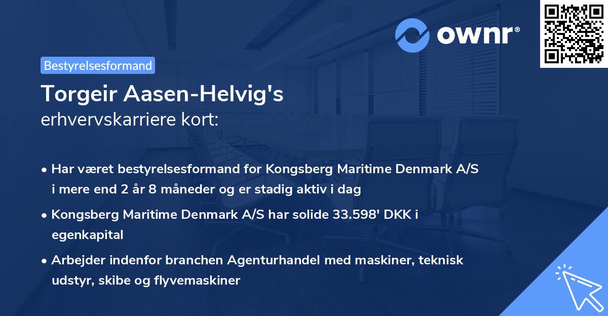 Torgeir Aasen-Helvig's erhvervskarriere kort