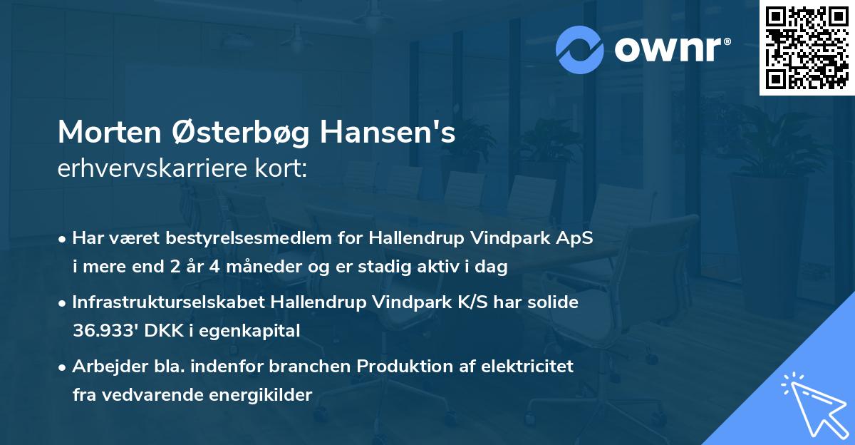 Morten Østerbøg Hansen's erhvervskarriere kort