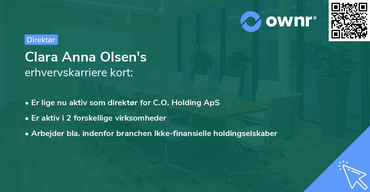 Clara Anna Olsen's erhvervskarriere kort