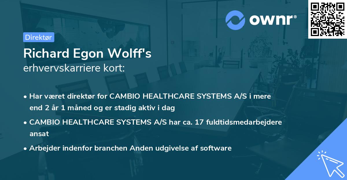 Richard Egon Wolff's erhvervskarriere kort