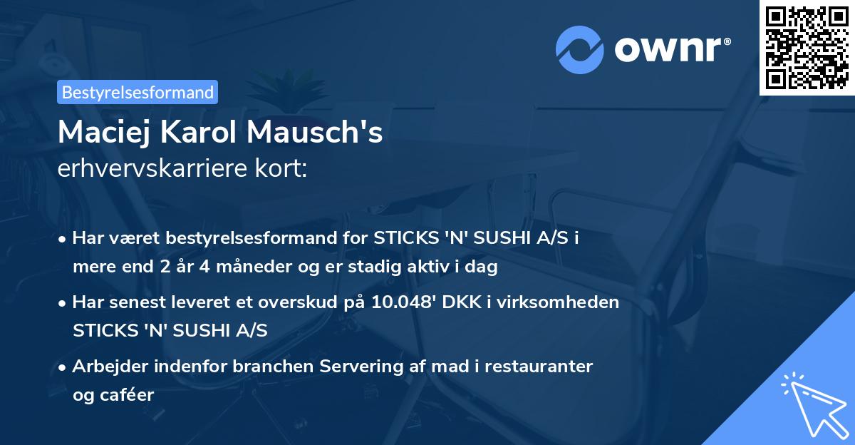 Maciej Karol Mausch's erhvervskarriere kort