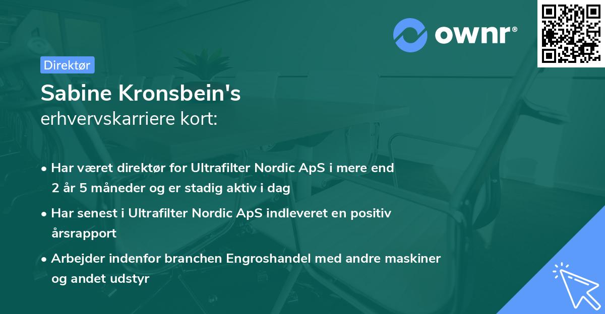 Sabine Kronsbein's erhvervskarriere kort