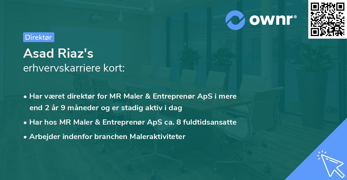 Asad Riaz's erhvervskarriere kort