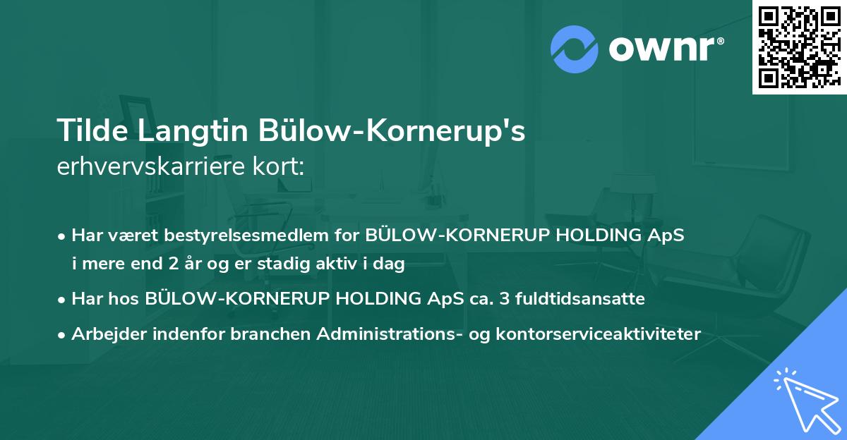 Tilde Langtin Bülow-Kornerup's erhvervskarriere kort