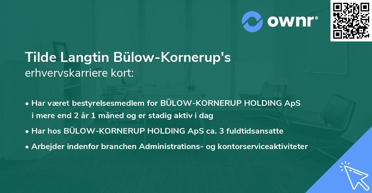 Tilde Langtin Bülow-Kornerup's erhvervskarriere kort