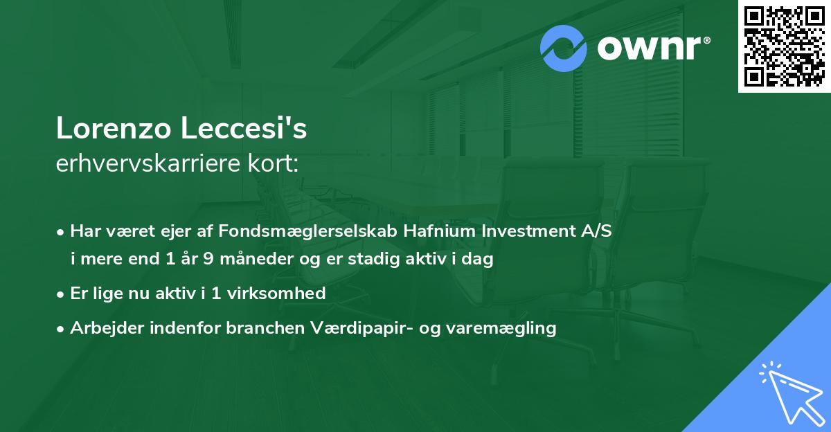 Lorenzo Leccesi's erhvervskarriere kort