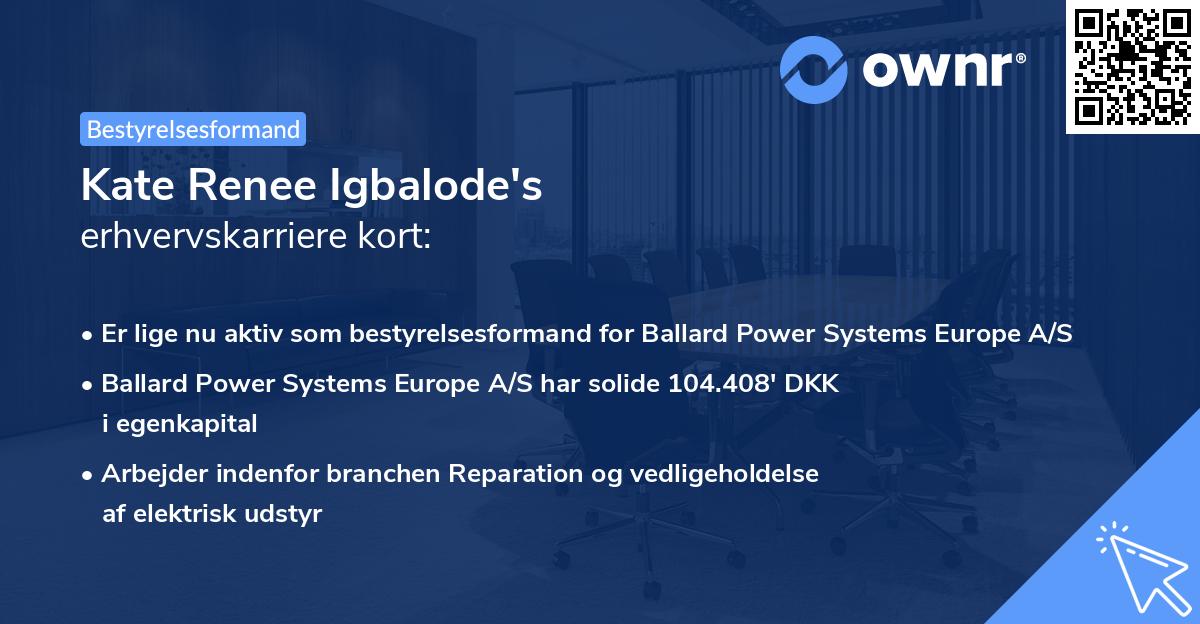 Kate Renee Igbalode's erhvervskarriere kort
