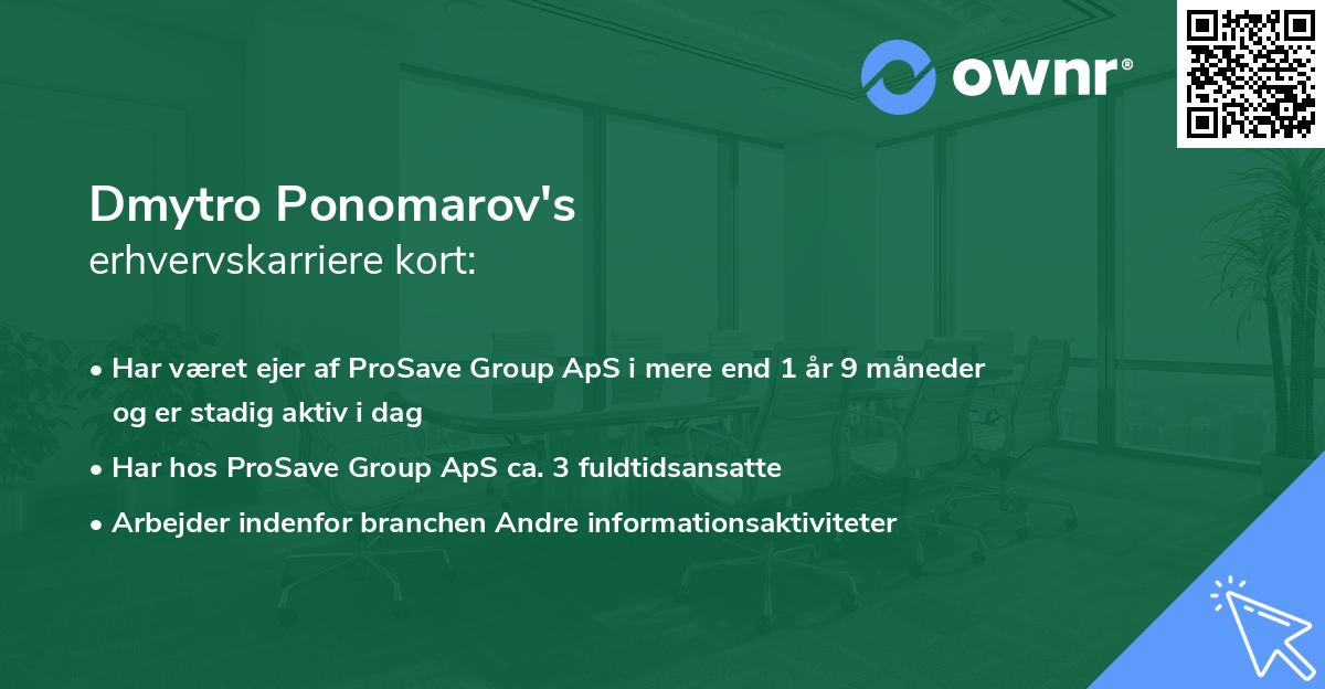 Dmytro Ponomarov's erhvervskarriere kort