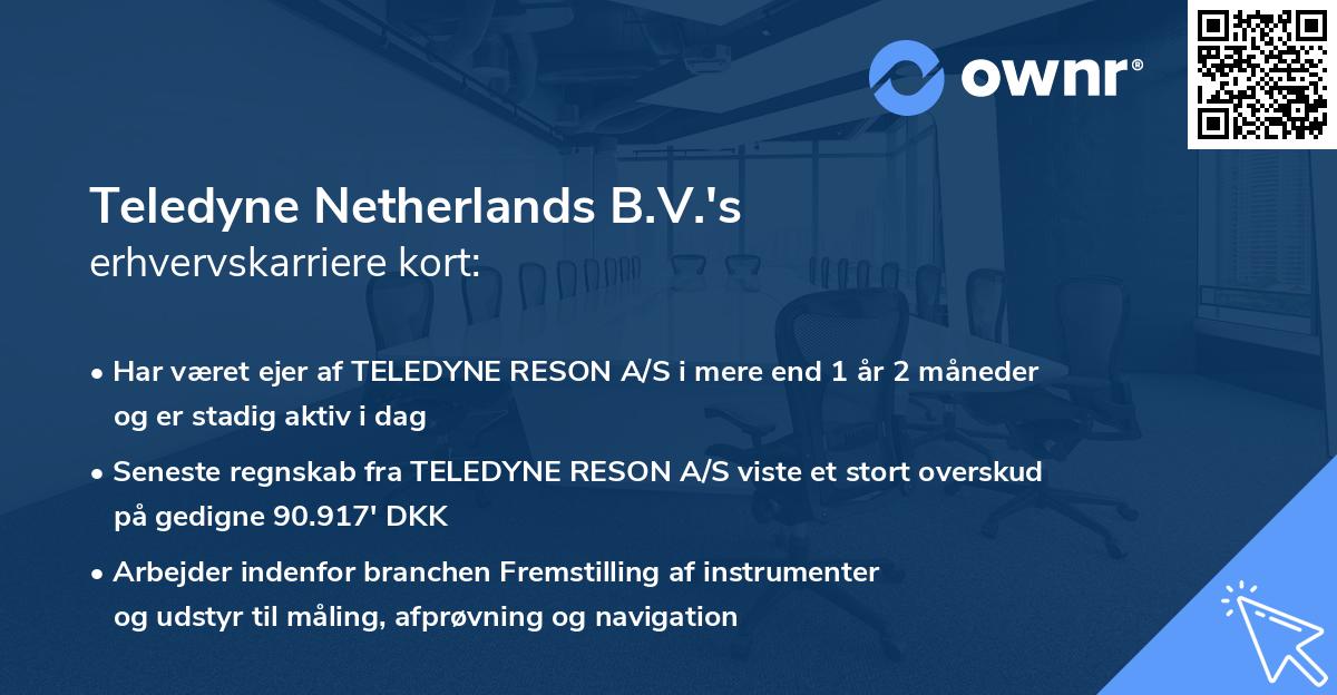 Teledyne Netherlands B.V.'s erhvervskarriere kort