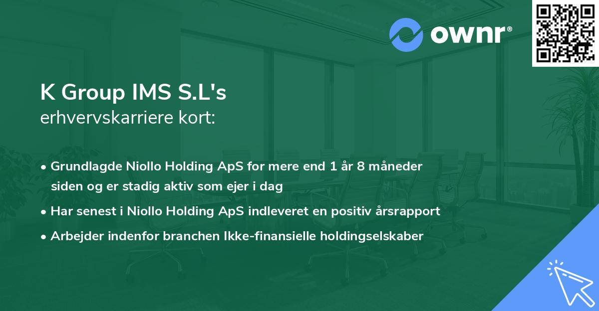 K Group IMS S.L's erhvervskarriere kort