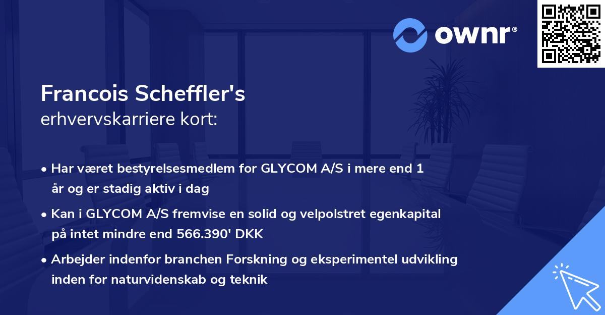 Francois Scheffler's erhvervskarriere kort