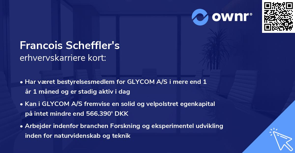 Francois Scheffler's erhvervskarriere kort