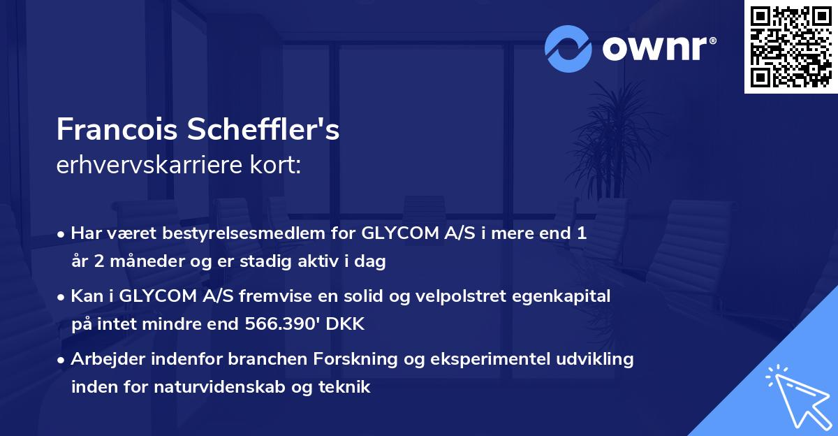 Francois Scheffler's erhvervskarriere kort