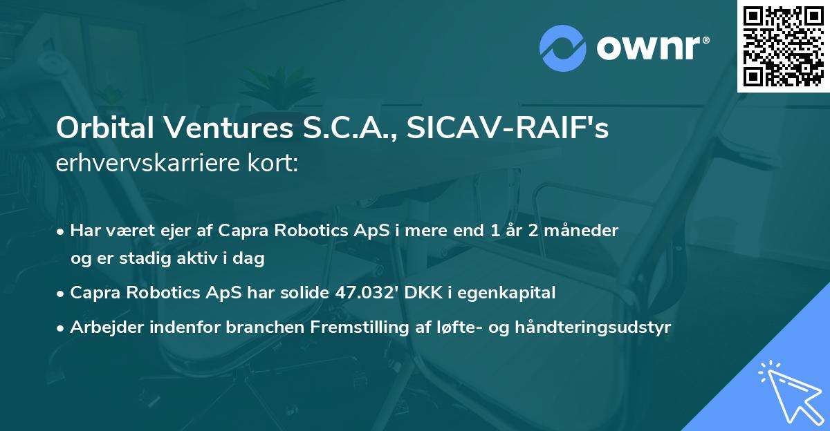 Orbital Ventures S.C.A., SICAV-RAIF's erhvervskarriere kort