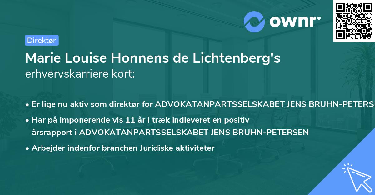 Marie Louise Honnens de Lichtenberg's erhvervskarriere kort