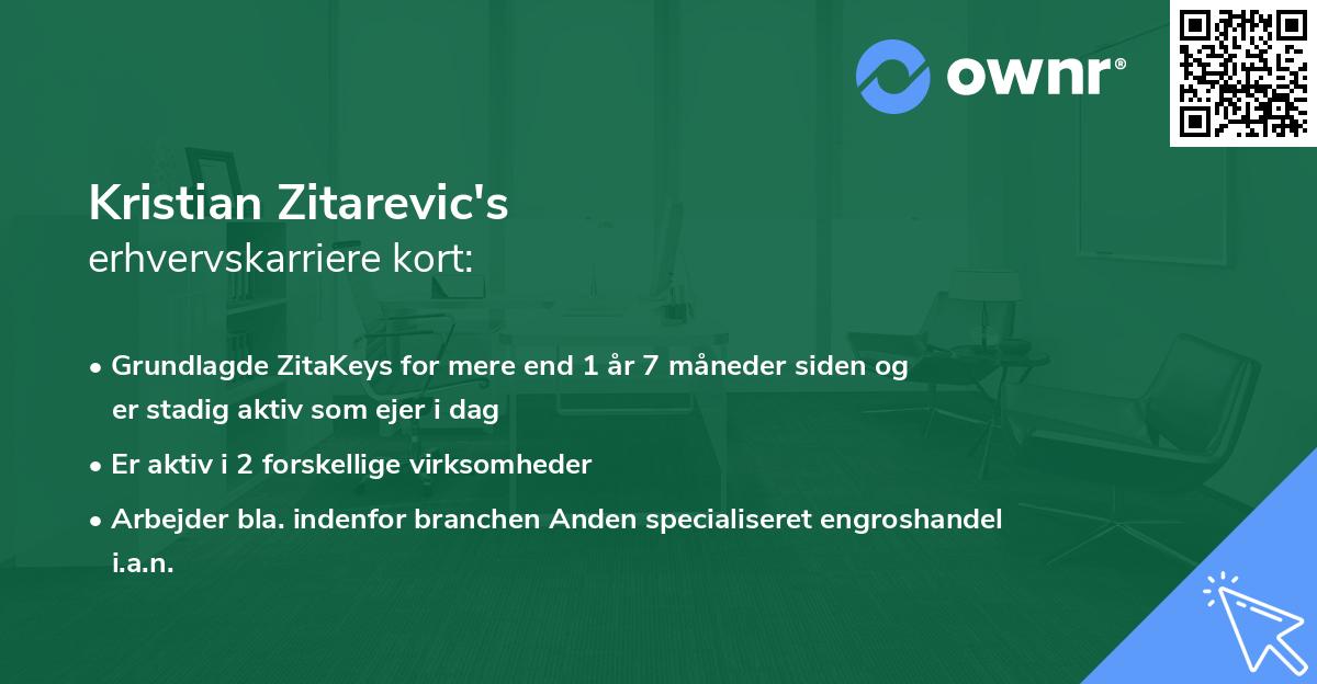 Kristian Zitarevic's erhvervskarriere kort