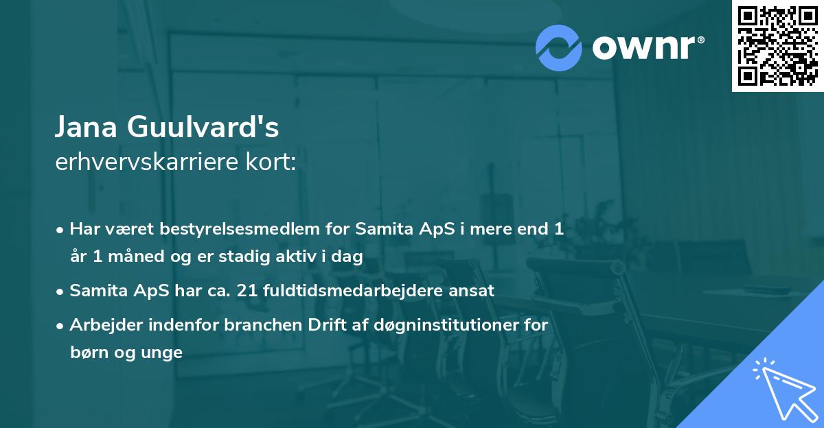 Jana Guulvard's erhvervskarriere kort