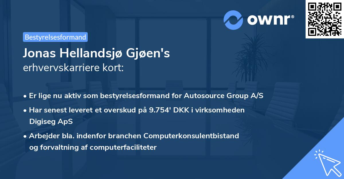 Jonas Hellandsjø Gjøen's erhvervskarriere kort