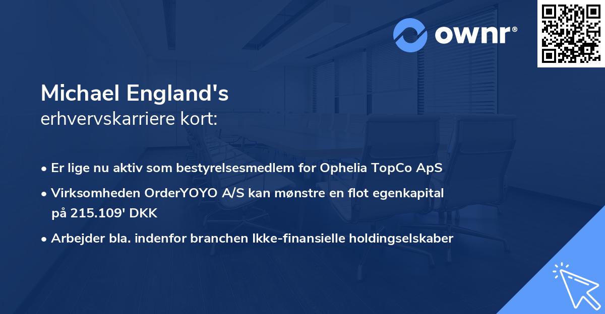 Michael England's erhvervskarriere kort