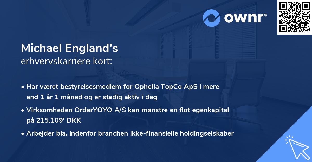 Michael England's erhvervskarriere kort