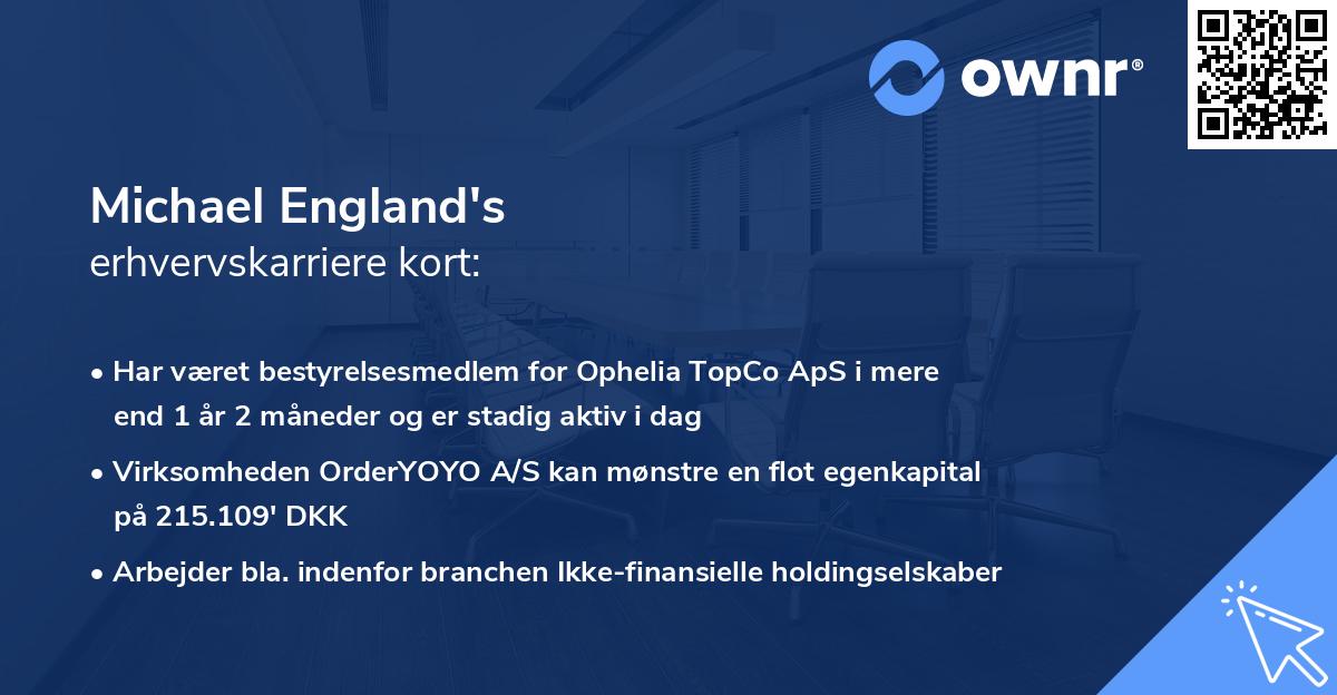 Michael England's erhvervskarriere kort