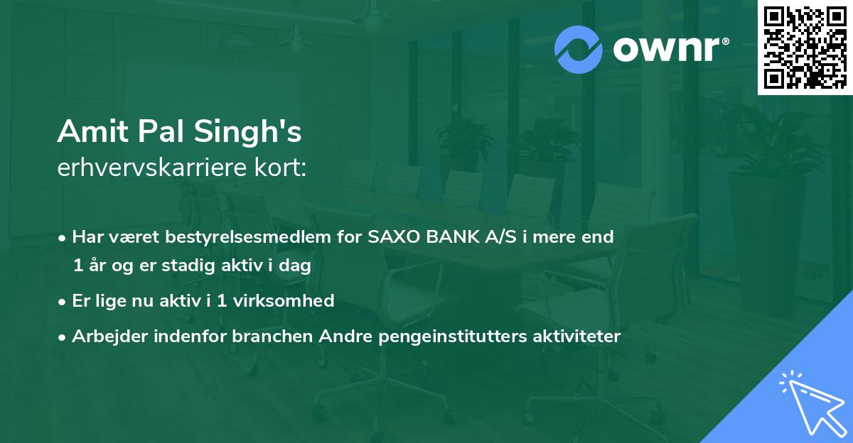 Amit Pal Singh's erhvervskarriere kort