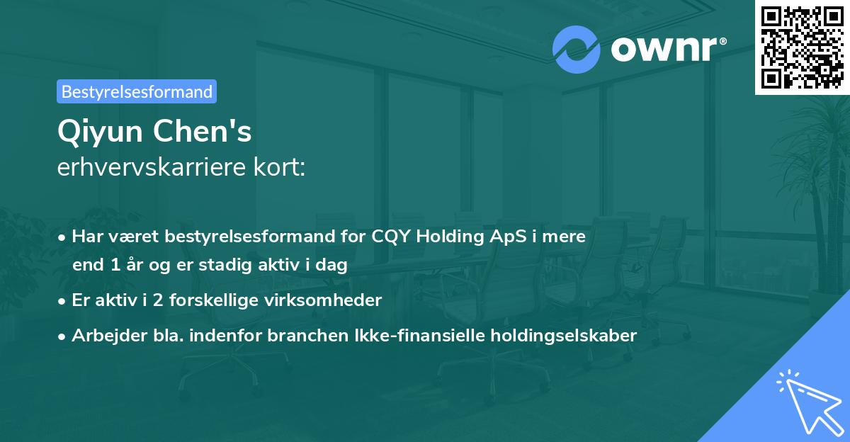 Qiyun Chen's erhvervskarriere kort