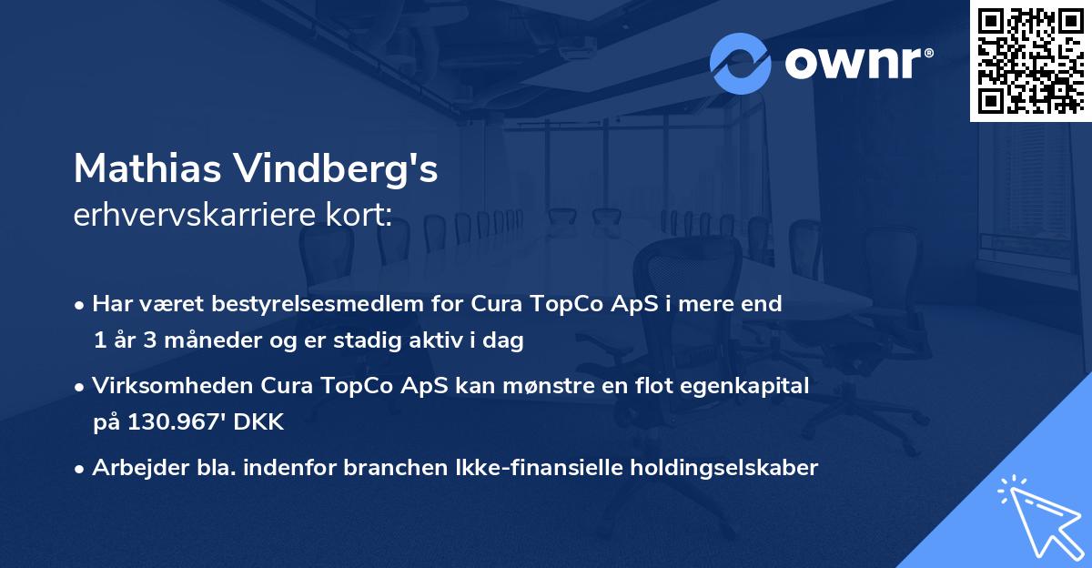 Mathias Vindberg's erhvervskarriere kort